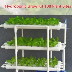 Hydroponisk System Vækstsæt, 3-Lags Design, 108 Plantepladser, Inkluderer Vandpumpe