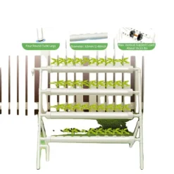Hydroponisk Vækstsæt, PVC Materiale, 36 Plantepladser, Dimensioner 95 x 45 x 100 cm, Vandpumpe Spænding DC 12V, Maksimal Pumpeflow 200 L/h
