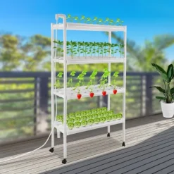 Hydroponisk vækststand, 108 plantepladser, 4 niveauer, maksimal belastning 15 kg, gulvmonteret design