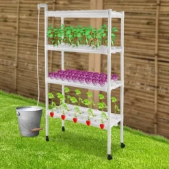 Hydroponisk vækststand, 108 plantepladser, 4 niveauer, maksimal belastning 15 kg, gulvmonteret design