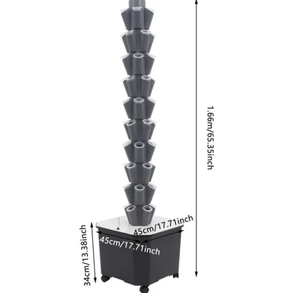 Hydroponisk Vækstsysteem, Vertikalt Design, 50 Plantningshuller,Grå