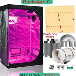 Hydroponisk Vækstsysten, Fuldspektret LED-lys, Komplet Væksttelt Kits,Pakke C, 50x50x100cm sæt