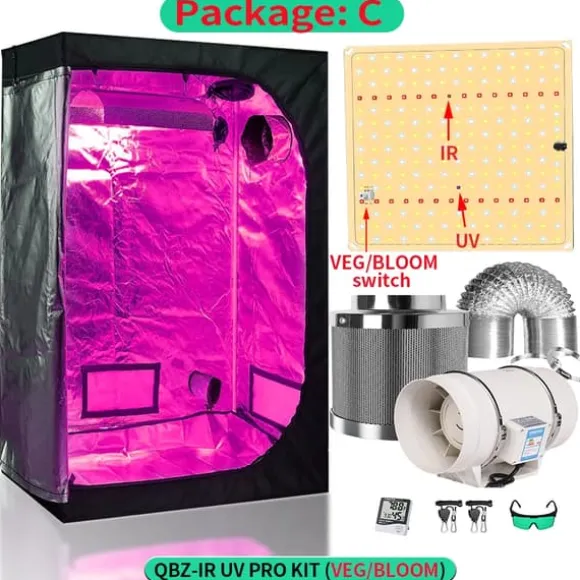 Hydroponisk Vækstsysten, Fuldspektret LED-lys, Komplet Væksttelt Kits,150x150x200cm kit, Pakke C-a