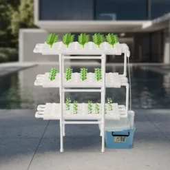 Hydroponisk Vækstsysten, 3-Lags Design, 108 Plantepladser,HVID