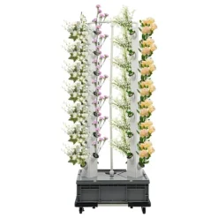 Hydroponisk Væksttårn, 56 Huller, 220V, Dimensioner 62*42*164 cm, Ledningsbaseret Strømkilde, 4 Hjul