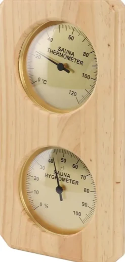 Hygrometer termometer sauna to i en, indendørs fugtighed og temperaturmåling saunarum træ sauna hygrometer, egnet til hjemmesauna