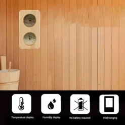 Hygrometer termometer sauna to i en, indendørs fugtighed og temperaturmåling saunarum træ sauna hygrometer, egnet til hjemmesauna