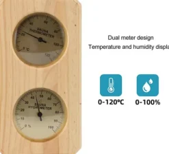 Hygrometer termometer sauna to i en, indendørs fugtighed og temperaturmåling saunarum træ sauna hygrometer, egnet til hjemmesauna