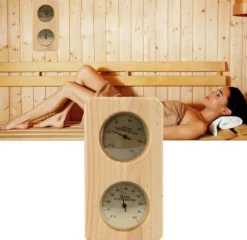 Hygrometer termometer sauna to i en, indendørs fugtighed og temperaturmåling saunarum træ sauna hygrometer, egnet til hjemmesauna