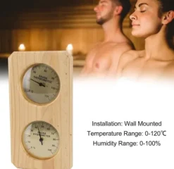 Hygrometer termometer sauna to i en, indendørs fugtighed og temperaturmåling saunarum træ sauna hygrometer, egnet til hjemmesauna