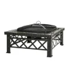 3-i-1 Bålfad, Grill og Iskøler, Gnistbeskyttelse, 76x76x47cm, Sort til Havegrill