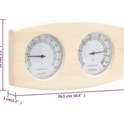 2-i-1 saunasæt med hygrometer og timeglas i massivt fyrretræ | Farve: Natur