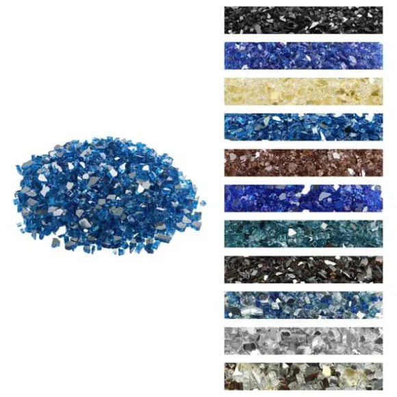 Ildglas 1/2-tommer, 10 LBS Pejsglassten, Til Bålplads, Pacific Blue Farve