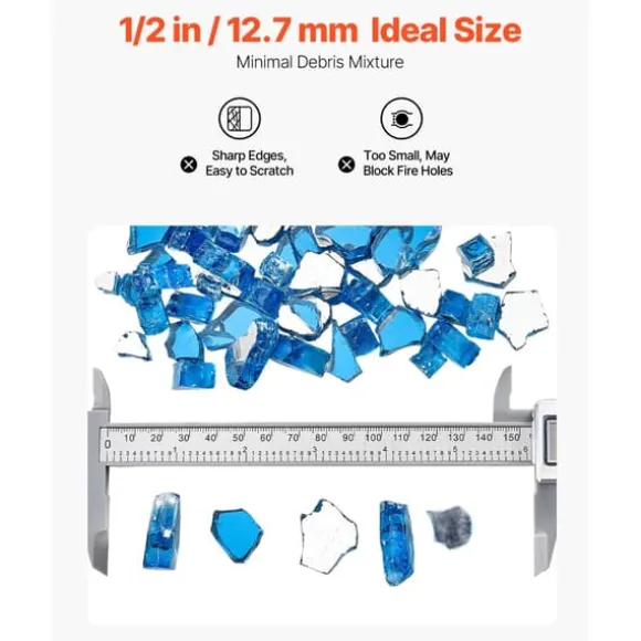 Ildglas 1/2-tommer, 10 LBS Pejsglassten, Til Bålplads, Pacific Blue Farve