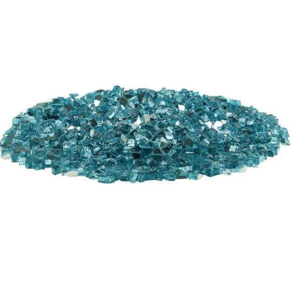 Ildglas 1/2-tommer, 10 LBS pejsglassten til bålplads, Aqua Blå Farve