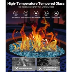 Ildglas 1/2-tommer, 10 LBS pejsglassten til bålplads, Aqua Blå Farve
