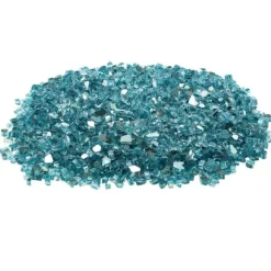 Ildglas 1/2-tommer, 10 LBS pejsglassten til bålplads, Aqua Blå Farve