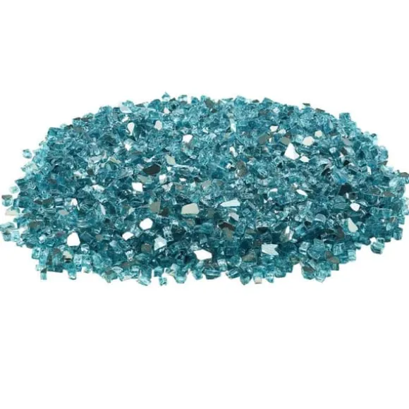 Ildglas 1/2-tommer, 10 LBS pejsglassten til bålplads, Aqua Blå Farve