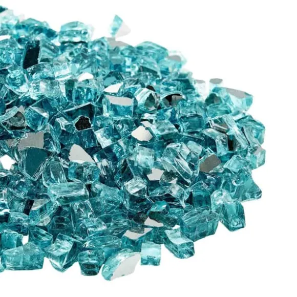 Ildglas 1/2-tommer, 10 LBS pejsglassten til bålplads, Aqua Blå Farve