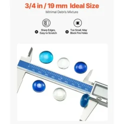 Ildglassten 10LBS, 3/4-tommer Runde, til Bålplads, 3 Farver