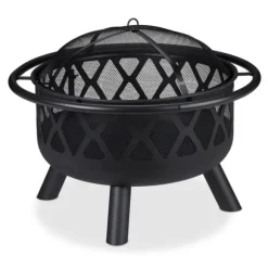 Ildskål med grill og gnistbeskytter, 58x75 cm, sort