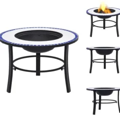 Ildsteder - Living bålfad mosaik 68 cm keramik blå og hvid