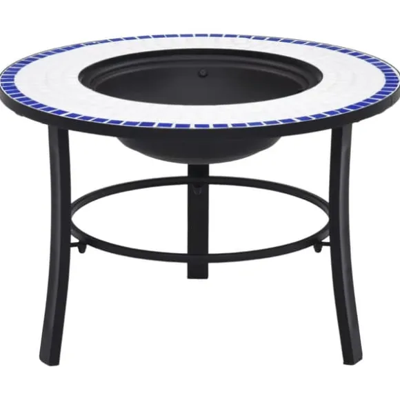 Ildsteder - Living bålfad mosaik 68 cm keramik blå og hvid