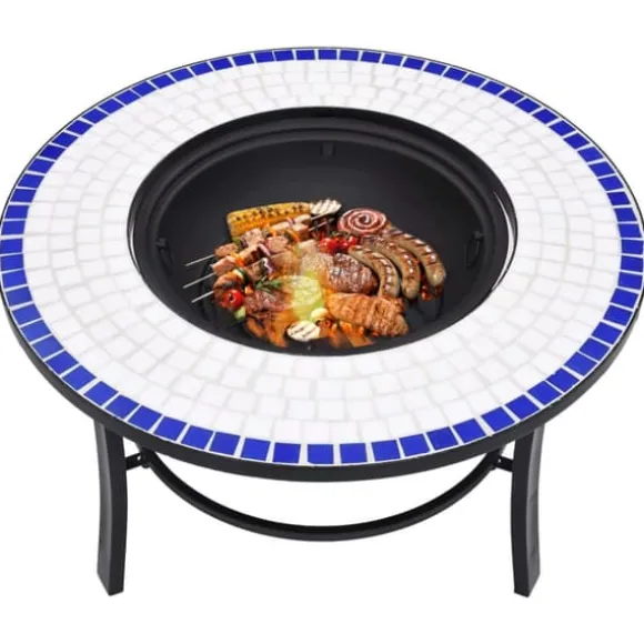 Ildsteder - Living bålfad mosaik 68 cm keramik blå og hvid