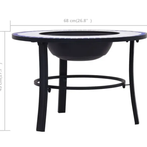 Ildsteder - Living bålfad mosaik 68 cm keramik blå og hvid