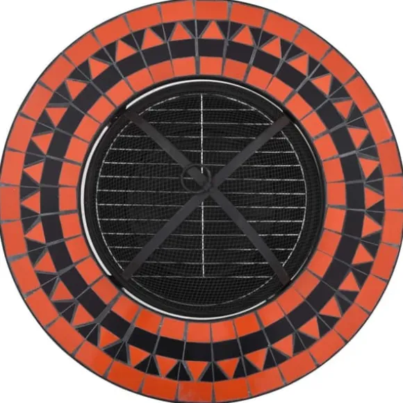 Ildsteder - Living bålfad mosaik 68 cm keramik terracottafarvet og hvid