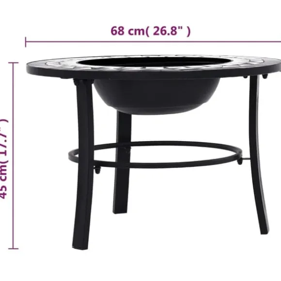 Ildsteder - Living bålfad mosaik 68 cm keramik sort og hvid