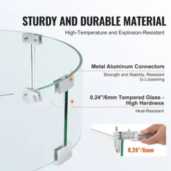 Ilægger til bålfad, 435 x 170 mm rundt glasflammeskjold, 6 mm hærdet glas til propan og gas. Perfekt til udendørs gårdhaver.