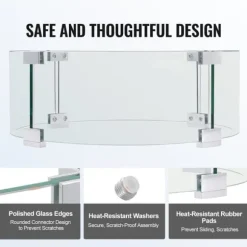 Ilægger til bålfad, 435 x 170 mm rundt glasflammeskjold, 6 mm hærdet glas til propan og gas. Perfekt til udendørs gårdhaver.