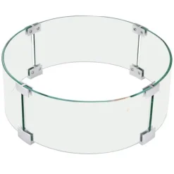Ilægger til bålfad, 435 x 170 mm rundt glasflammeskjold, 6 mm hærdet glas til propan og gas. Perfekt til udendørs gårdhaver.