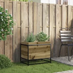Imprægneret fyrretræ plantekasse 60x40x50 cm - Robust og dekorativ | Størrelse: 60x40x50 cm