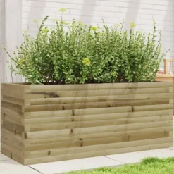 Imprægneret plantekasse i fyrretræ - 110x40x45,5 cm | Farve: Natur | Størrelse: 110x40x45,5 cm