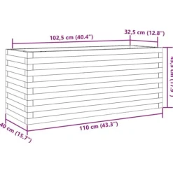 Imprægneret plantekasse i fyrretræ - 110x40x45,5 cm | Farve: Natur | Størrelse: 110x40x45,5 cm