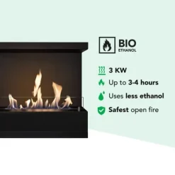 Indbygget enhed L bio-ethanol hjørneovn - Sikker åben ild - 3 KW varme