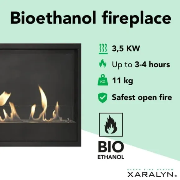 Indbygget enhed XL bioethanol pejs - inklusive patenteret bioethanol brænder med keramisk sten - 3,5 KW varme