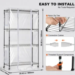 Indendørs drivhus med Grow Light 4 etager, 180W, 59,1, planteregale, optimal belysning, hurtig vækst.