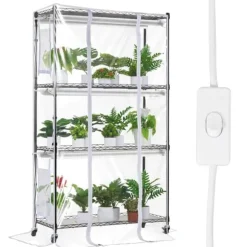 Indendørs drivhus med Grow Light 4 etager, 180W, 59,1, planteregale, optimal belysning, hurtig vækst.
