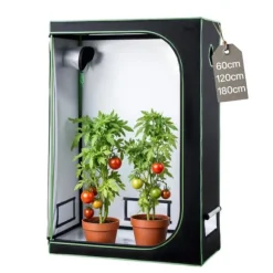 Indendørs Grow Telt - Plantetelt - Mål 120 x 60 x 180 cm - Højreflekterende Mylar 600D - Observationsvindue - Aftagelig Gulvbakke - Tætte Lynlåse