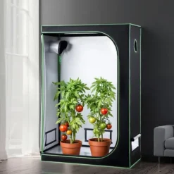 Indendørs Grow Telt - Plantetelt - Mål 120 x 60 x 180 cm - Højreflekterende Mylar 600D - Observationsvindue - Aftagelig Gulvbakke - Tætte Lynlåse