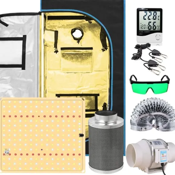 Indendørs Hydroponisk Vækstsæt, LED Vækstlys, Kulfilter, Komplet Sæt,60x60x120CM Kits