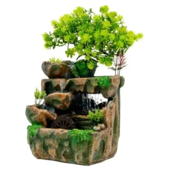 Indendørs springvand - Bordspringvand - LED-lys - Vandfald - Harpiks - 220–240 V - 18×15×30 cm - Moderne stil - Grøn