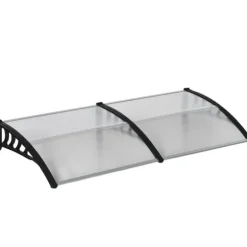 Indgangsbaldakin 200×96×27 cm med UV-beskyttelse – aluminium, sort