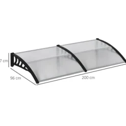 Indgangsbaldakin 200×96×27 cm med UV-beskyttelse – aluminium, sort