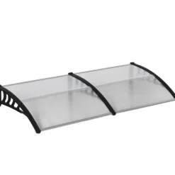 Indgangsbaldakin 200×96×27 cm med UV-beskyttelse – aluminium, sort