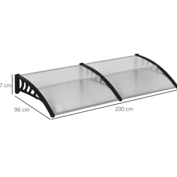 Indgangsbaldakin 200×96×27 cm med UV-beskyttelse – aluminium, sort