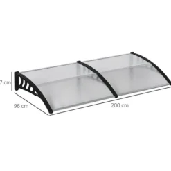 Indgangsbaldakin 200×96×27 cm med UV-beskyttelse – aluminium, sort